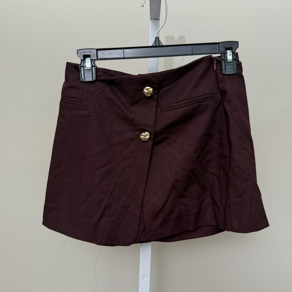 Zara Chic Burgundy Skirt with Gold Buttons size XS new with tags